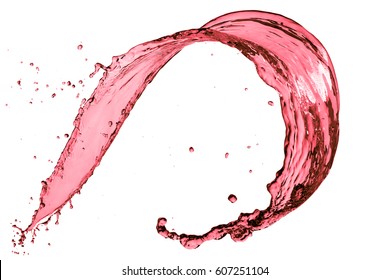 Red Wine Splash, Isolated On White Background