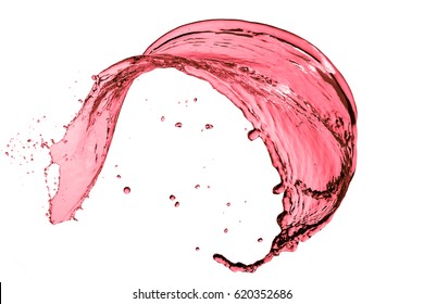 Red Wine Splash, Isolated On White Background