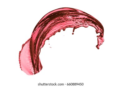 Red Wine Splash, Isolated On White Background