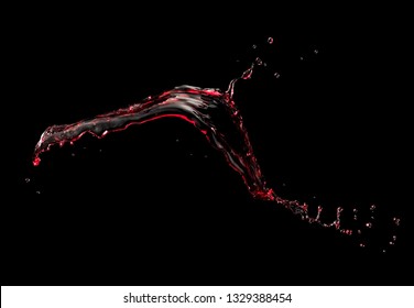 Red Wine Splash On Black Background