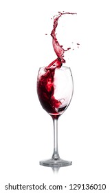 Red Wine Splash Over White Background