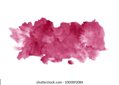 Red wine stain isolated on white background. Realistic wine texture watercolor grunge brush. Dark red mark, watercolour drawing. - Shutterstock ID 1005892084
