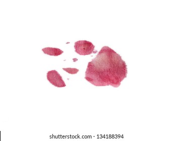 Red Wine Stain On Textile Isolated On White