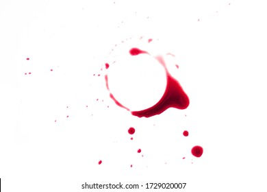 A Red Wine Stain On A White Background, A Design Template With A Place For Text Or Logo For A Restaurant Menu Cover Or A Wine Tasting Invitation