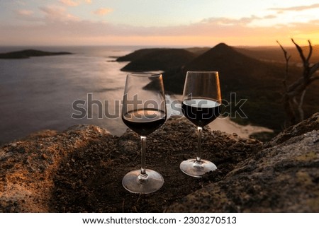 Red wine at sunset, Port Stephens, Australia
