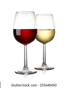 Red Wine And White Wine Isolated On White