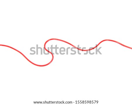 red wire cable of usb and adapter isolated on white background.Electronic Connector.Selection focus.