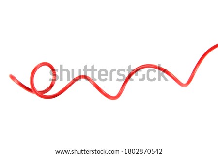 red wire cable of usb and adapter isolated on white background.Electronic Connector.Selection focus.