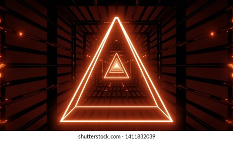 red wireframes with dark background