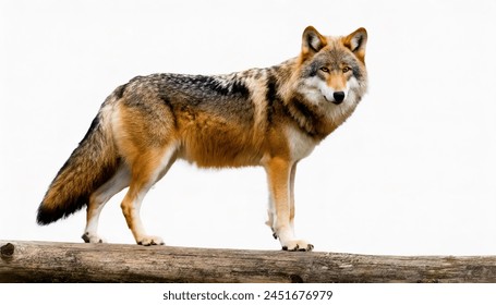 red wolf - Canis rufus - a canine native to the southeastern United States. Its size is intermediate between the coyote C. latrans and gray wolf - C. lupus - standing isolated on white background - Powered by Shutterstock