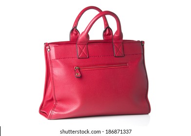 Red Woman Bag On White Background 