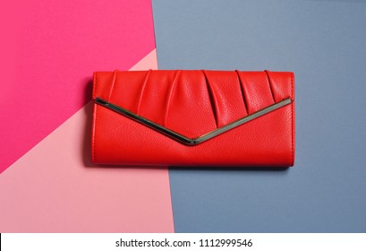 Red Women's Clutch, Bag, Purse, Glamorous Fashion Photo.