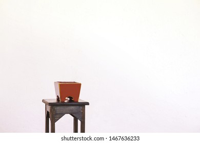 Red Wood Censer Zen Japanese On A Small Table