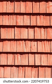 Red Wood Shingle On A Sunny House Wall