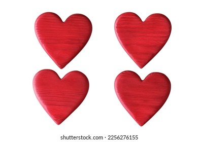 Red wooden hearts isolated on white background. Valentine’s day design elements - Powered by Shutterstock