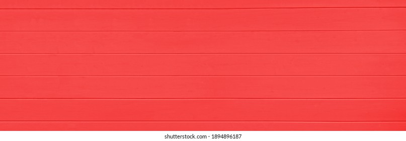 Red Wooden Texture Background. Copy Space, Text Place. Wood Finish Material Shop. Natural Banner. Painted Plank Timber. Wall Lining. Rustic Mockup. Indoor Interior. Horizontal Lines. Spring Color.