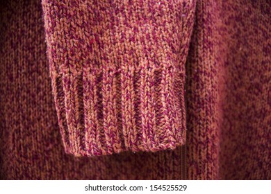 Red Wool Knitting Sweater Sleeve