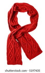 Red Wool Scarf Isolated On White Background