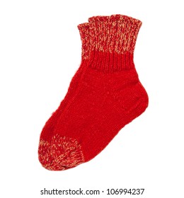 Red Wool Socks Isolated On White