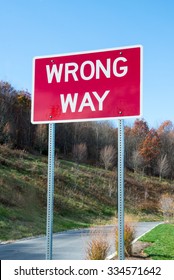 Red Wrong Way Sign