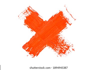 Red X painted with watercolor on a white background