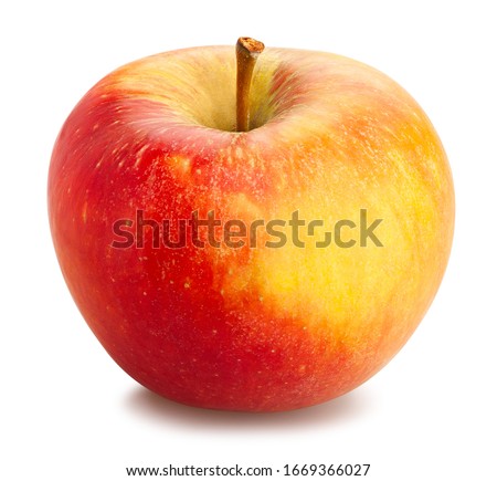 red yellow apples path isolated on white