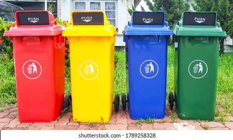 Red Yellow Blue Green Recycle Bins Stock Photo 1789258328 | Shutterstock