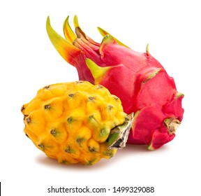 Red Yellow Dragonfruit Path Isolated On White