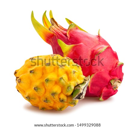 red yellow dragonfruit path isolated on white