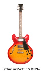 Red And Yellow Electric Guitar Studio Cutout