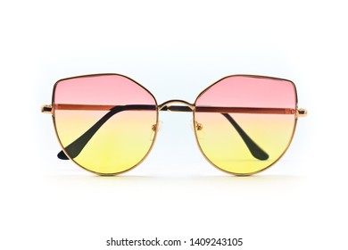 red   yellow gradient color eyeglasses isolated the white background