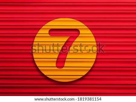 Red and yellow Vintage Stylish Alphabet Retro Typeface a to z number 7
