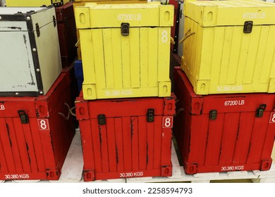 Red and Yellow Wooden Decorative Boxes with Lock Home Decor - Shutterstock ID 2258594793