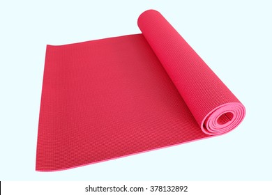 Red Yoga Mat Isolated On White