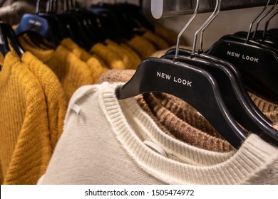 Redditch, Worcestershire / England - September 7 2019: Clothing On A Rack In A New Look Store.