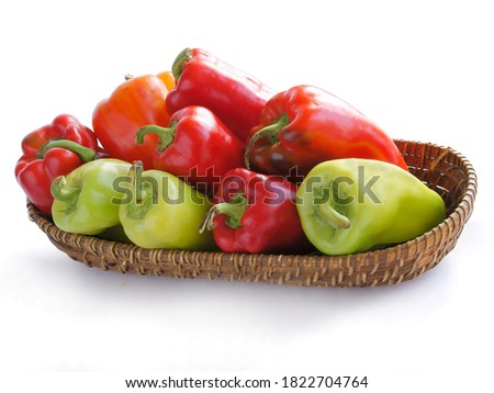 red,greenyellow or orange sweet peppers vegetables