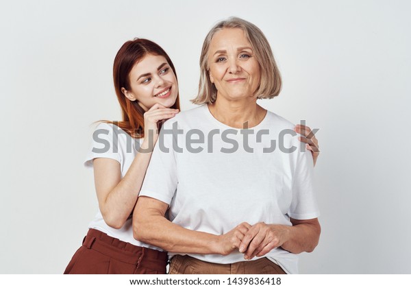 Redhaired Daughter Elderly Mother Short Haircut Stock Photo Edit