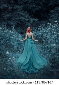 Redhaired Girl Blue Green Luxurious Evening Stock Photo 1137867167 ...