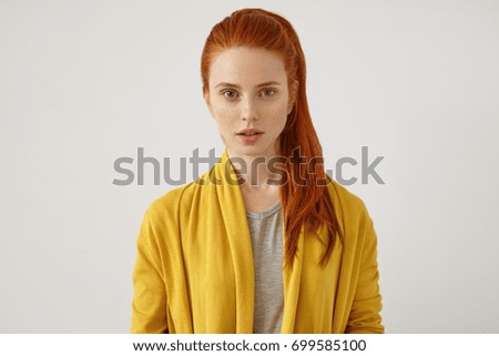 Similar – Image, Stock Photo Portrait of a redhead british shorthair cat