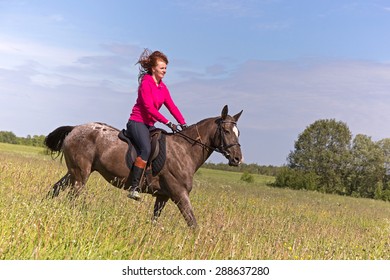 Redhead Girl Riding Horse Summer Day Stock Photo (Edit Now) 288637280