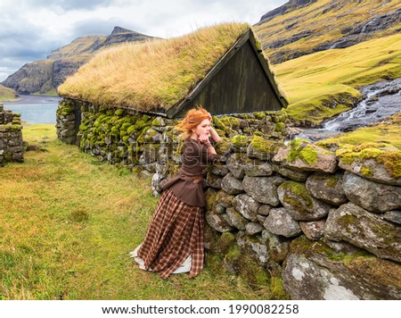 Similar – Image, Stock Photo Young woman over Norwegian fjord