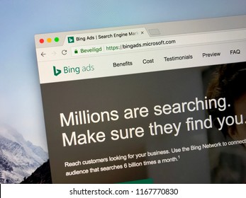 Redmond, United States - August 30, 2018: Website of Bing Ads, a service that provides pay per click advertising on both the Bing and Yahoo! search engines.