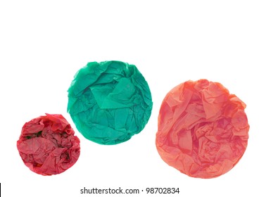 Red,orange And Green Tissue Paper Ball On White