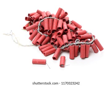 RedRed Firecrackers on white background Asian Firecrackers Isolated cut out on White Background Firecrackers on white background