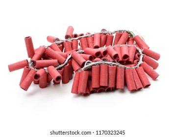 RedRed Firecrackers on white background Asian Firecrackers Isolated cut out on White Background Firecrackers on white background