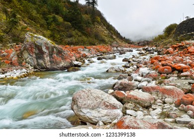 Redstone park close to Moxizhen in Sichuan, China  - Shutterstock ID 1231399138