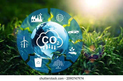 Reduce CO2 emission. Sustainable development concept. Renewable energy-based green businesses can limit climate change and global warming.  - Shutterstock ID 2090747974
