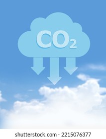 Reduce CO2 Emissions To Limit Climate Change And Global Warming. Abstract Minimalist Design With A Cloud