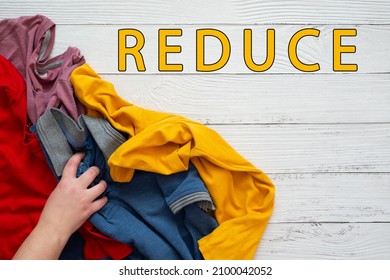 Reduce Of Unnecessary Clothes. Minimalism Concept. Stop Fast Fashion