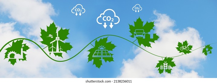 Reducing CO2 Emissions To Stop Climate Change. Green Energy Background